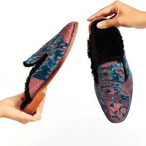 NIB Free People Butterfly Mules Plush Lined Velvet